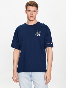 Champion T-Shirt 218923 Granatowy Relaxed Fit