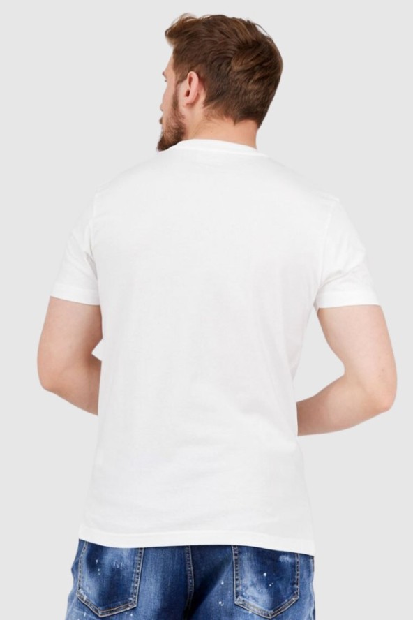 DIESEL Biały t-shirt męski z granatowym logo