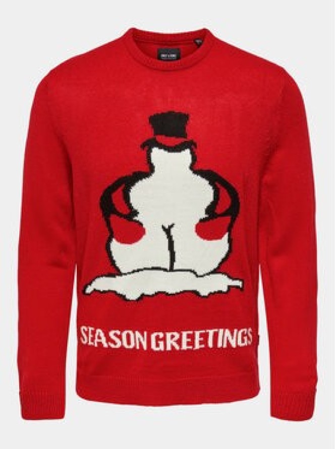 Only & Sons Sweter Xmas 22023350 Czerwony Regular Fit