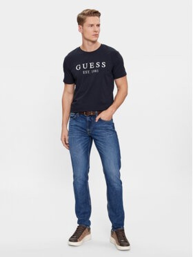 Guess T-Shirt U4RI22 K6YW0 Granatowy Regular Fit