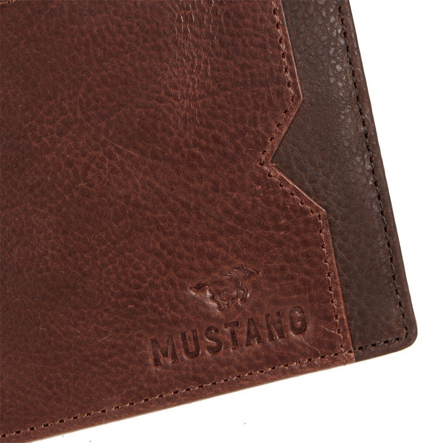 MUSTANG LA SPEZIA WALLET MĘSKI SKÓRZANY PORTFEL POJEMNY SKÓRA NA KARTY 06.100731 COGNAC