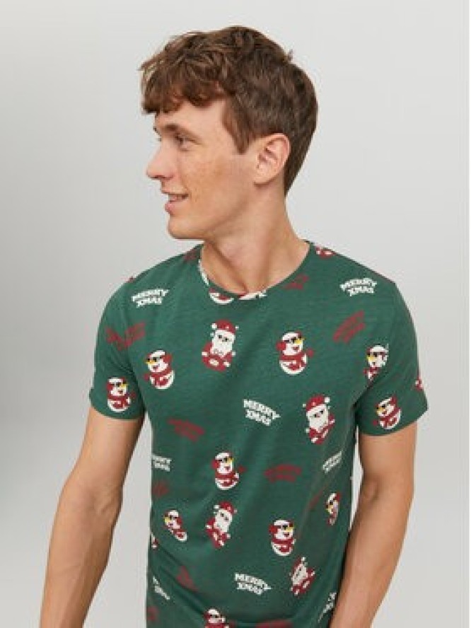 Jack&Jones T-Shirt Christmas 12221442 Zielony Regular Fit