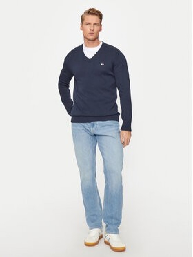 Tommy Jeans Sweter Essential DM0DM19429 Granatowy Slim Fit