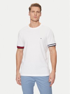 Tommy Hilfiger T-Shirt Global Stripe MW0MW38078 Biały Regular Fit