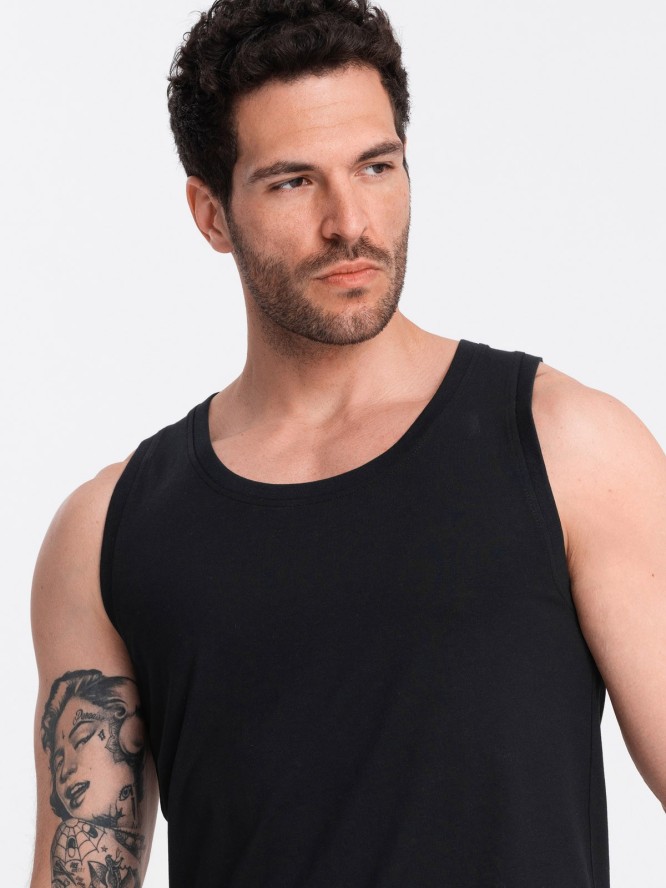 Męska bawełniana koszulka tank top BASIC – czarna V3 OM-TSBT-0192 - XXL