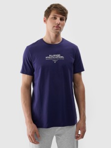 T-shirt z nadrukiem męski - granatowy