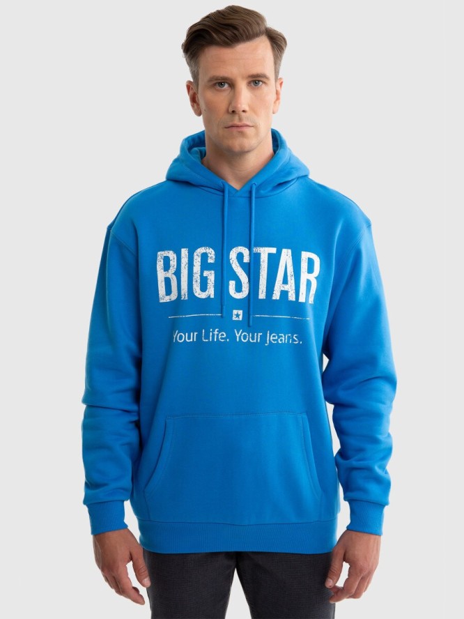 Bluza męska z kapturem z logo BIG STAR niebieska Ashlyno 401