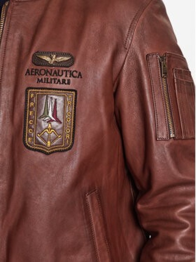 Aeronautica Militare Kurtka skórzana 231PN5026PL183 Brązowy Regular Fit