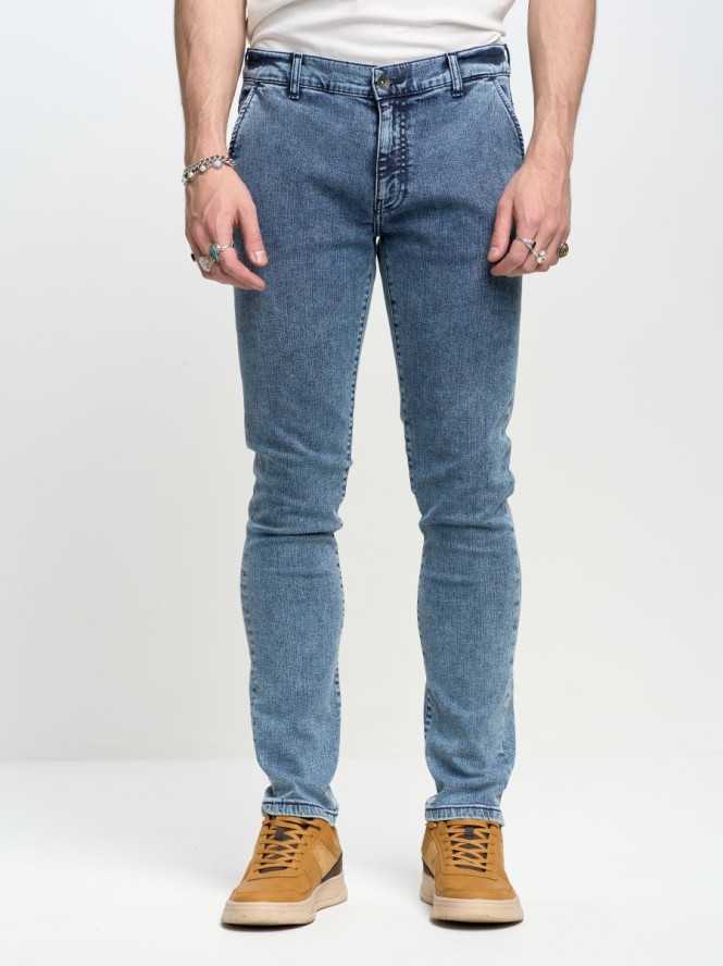 Spodnie chinosy jeans męskie niebieskie Cinar 322