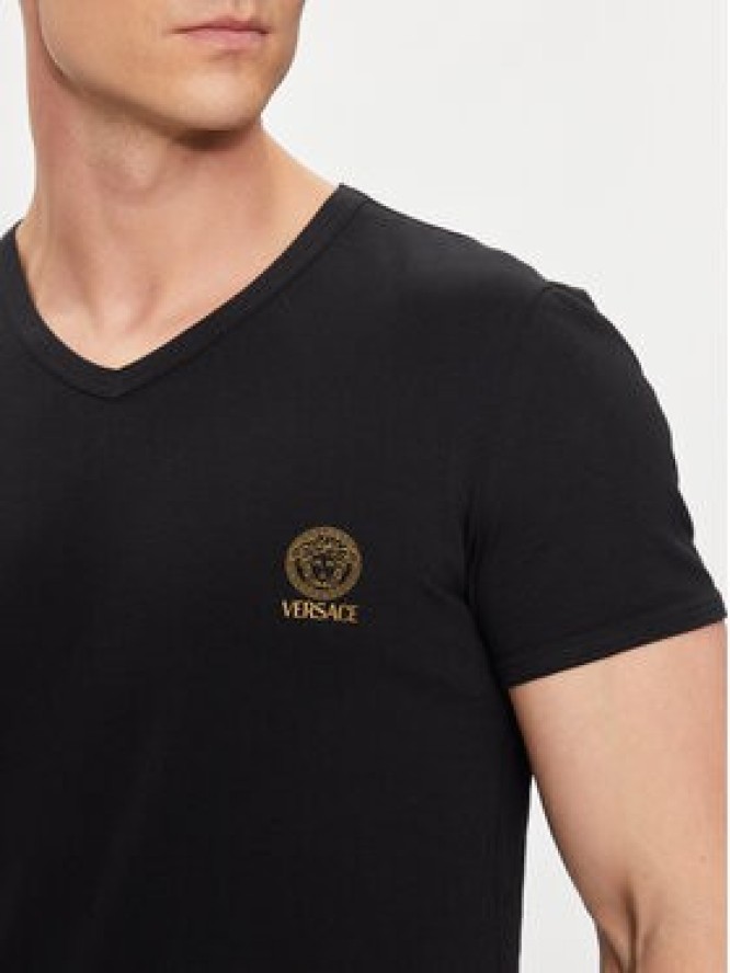 Versace T-Shirt AUU01004 Czarny Regular Fit