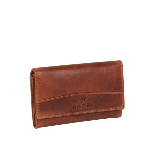 MUSTANG UDINE WALLET UNIWERSALNY SKÓRZANY PORTFEL PREMIUM POJEMNY NA KARTY SKÓRA COGNAC 06.102331