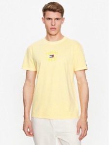 Tommy Jeans T-Shirt Classic Logo DM0DM16227 Żółty Regular Fit