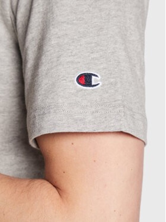 Champion T-Shirt Small Script Logo Embroidery 218006 Szary Regular Fit