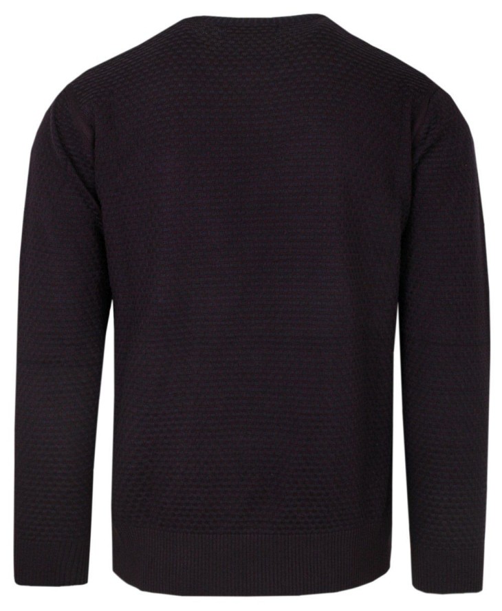 Sweter Bawełniany z Okrągłym Dekoltem (U-neck), Męski -DEVIR- Ciemne Bordo