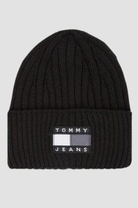 TOMMY JEANS Czarna czapka bawełniana