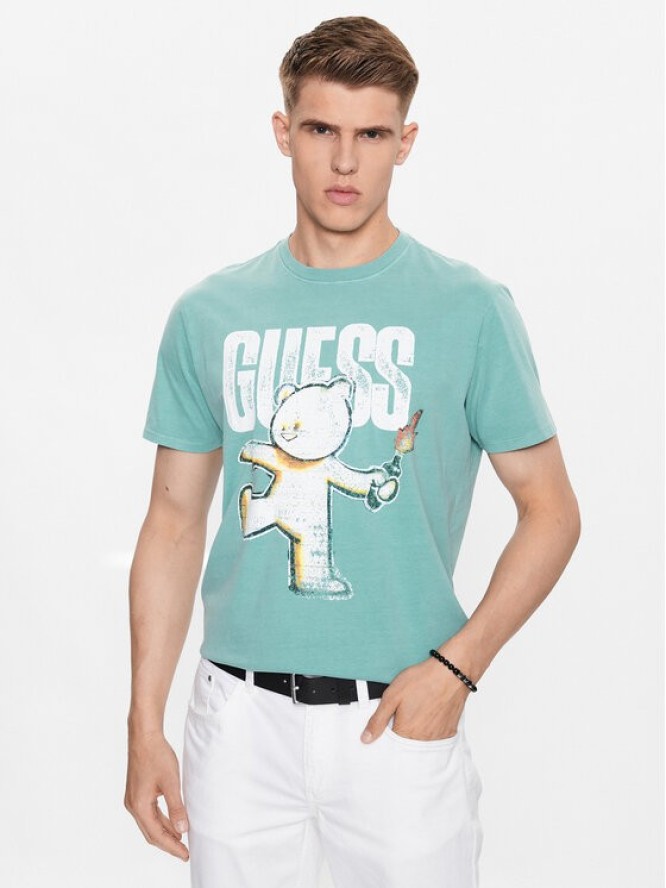 Guess T-Shirt M3YI88 KBDL0 Niebieski Regular Fit