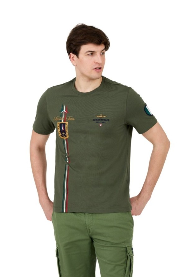 AERONAUTICA MILITARE Zielony t-shirt Frecce Tricolori Short Sleeve