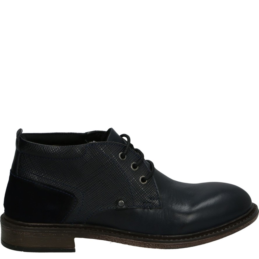 SZNUROWANE BOTKI MĘSKIE 67356 NAVY-NAVY