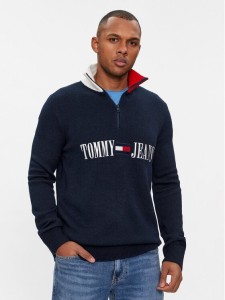 Tommy Jeans Sweter Archive DM0DM18368 Granatowy Slim Fit