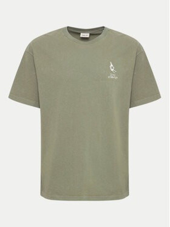Solid T-Shirt Ismail 21108240 Zielony Regular Fit