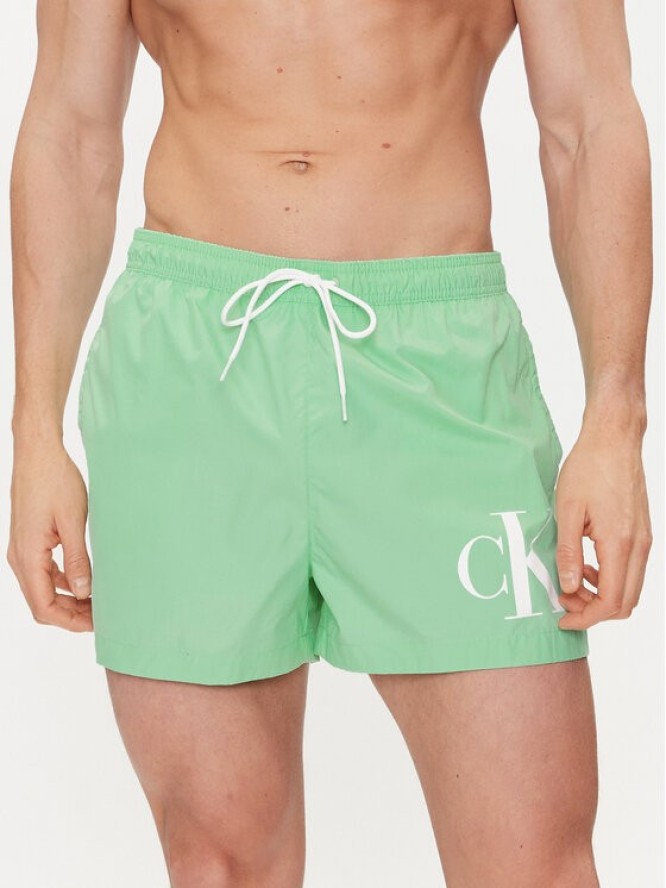 Calvin Klein Swimwear Szorty kąpielowe KM0KM00967 Zielony Regular Fit