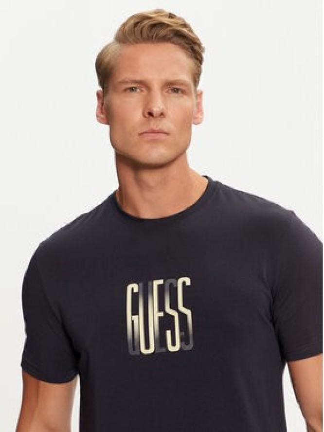 Guess T-Shirt M4BI33 J1314 Granatowy Slim Fit