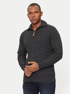 INDICODE Sweter Rufus 35-026 Szary Regular Fit