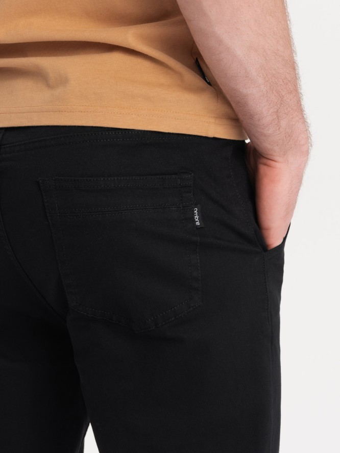 Spodnie męskie materiałowe JOGGERY z ozdobnym sznurkiem - czarne V1 P908 - XL
