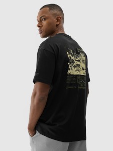 T-shirt oversize z nadrukiem męski - czarny