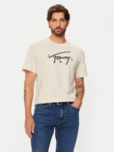 Tommy Jeans T-Shirt Signature Twist DM0DM19683 Beżowy Regular Fit