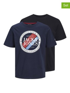 Jack & Jones Koszulki (2 szt.) w kolorze granatowym i czarnym rozmiar: M