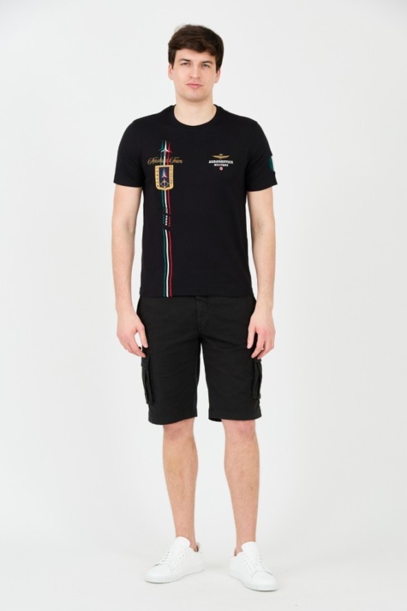 AERONAUTICA MILITARE Czarny t-shirt Frecce Tricolori Short Sleeve