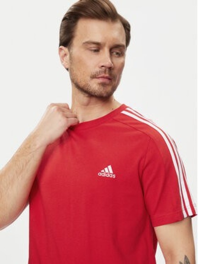 adidas T-Shirt Essentials Single Jersey 3-Stripes T-Shirt IC9339 Czerwony Regular Fit