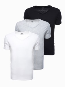 Zestaw koszulek bawełnianych V-NECK 3-pak - mix V11 Z29 - XXL
