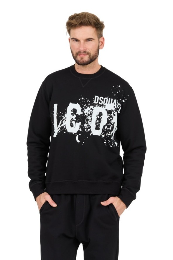 DSQUARED2 Czarna bluza Icon Splash Cool Fit Crewneck