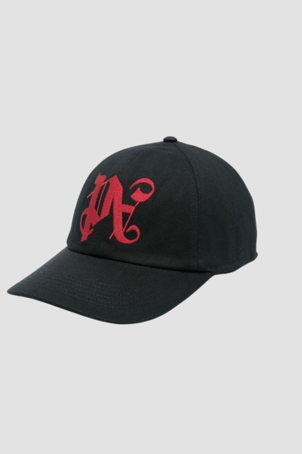 PALM ANGELS Czarna czapka z daszkiem Pa Monogram Emb Cap