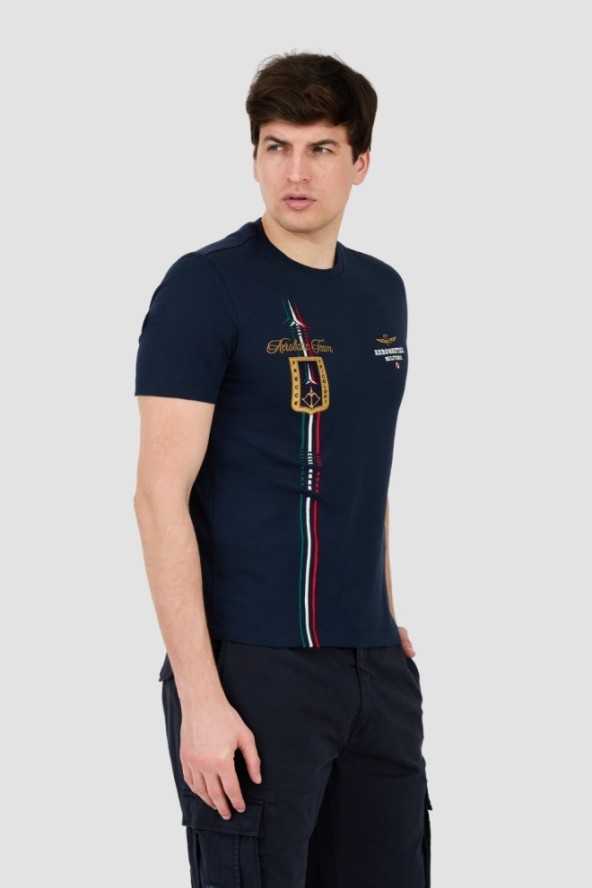 AERONAUTICA MILITARE Granatowy t-shirt Frecce Tricolori Short Sleeve