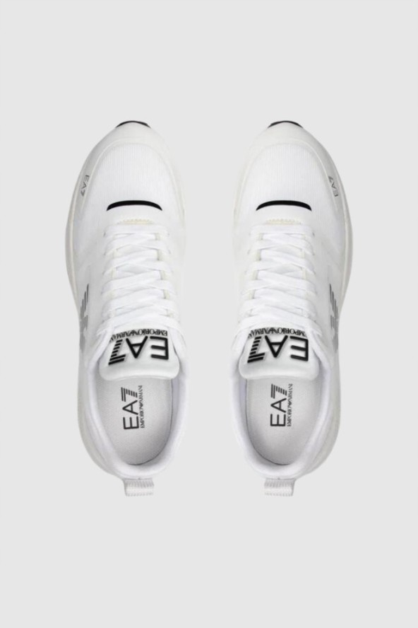 EA7 Białe sneakersy z czarną podeszwą