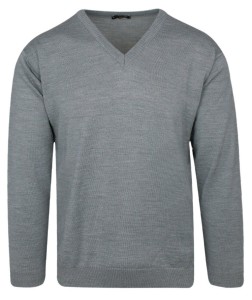 Sweter Jasny Szary, Dekolt w Serek (V-neck), Męski - MAX SHELDON