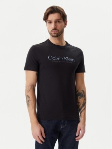 Calvin Klein T-Shirt Satin Bonded Logo K10K114162 Czarny Regular Fit