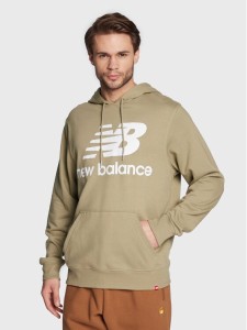 New Balance Bluza Essentials Stacked Logo MT03558 Zielony Relaxed Fit