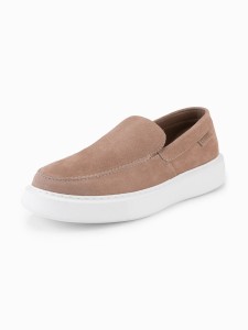 Zamszowe męskie półbuty slip on na grubej podeszwie – jasnobrązowe V3 OM-FOCS-0152 - 45