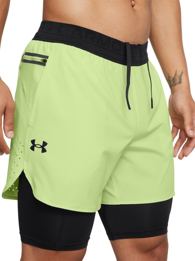 Spodenki treningowe męskie Under Armour UA Peak Woven 2in1 Sts - zielone