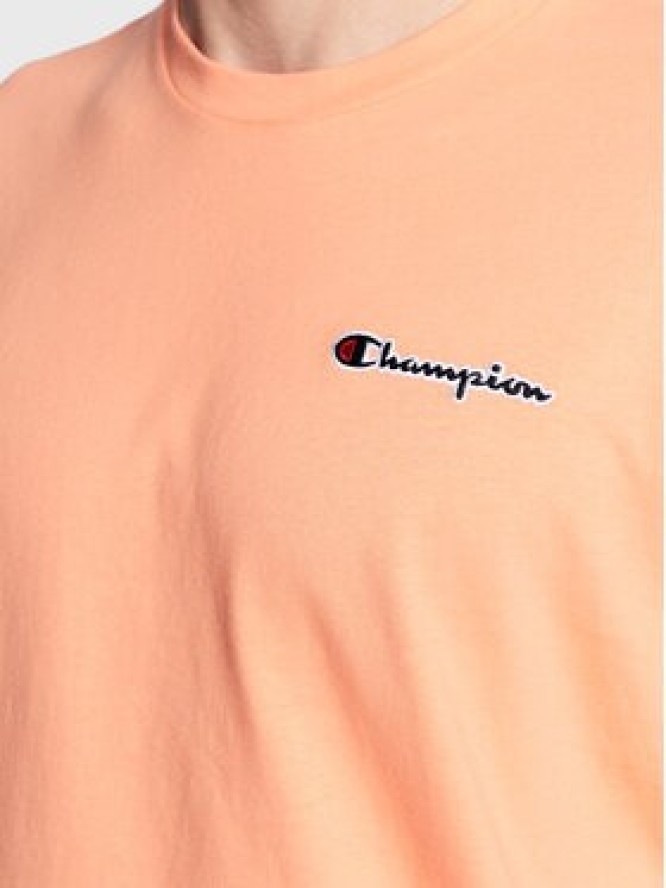 Champion T-Shirt Small Script Logo Embroidery 218006 Pomarańczowy Regular Fit