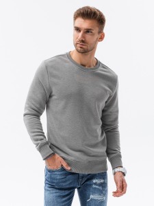 Bluza męska bez kaptura BASIC - szary melanż V2 B978 - XXL