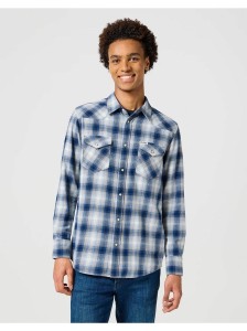 MĘSKA KOSZULA KRATA WRANGLER WESTERN SHIRT BLUE SHADOW 112357398