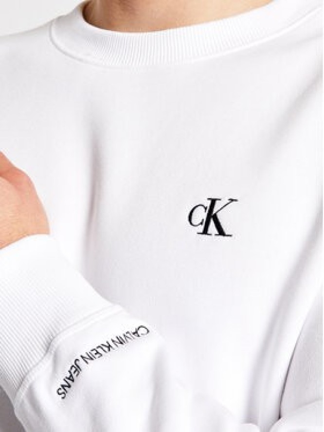 Calvin Klein Jeans Bluza Embroidered Logo J30J314536 Biały Regular Fit