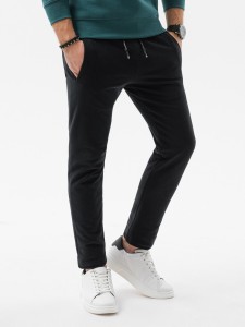 Spodnie męskie dresowe bez ściągacza na nogawce - czarne V5 P946 - M