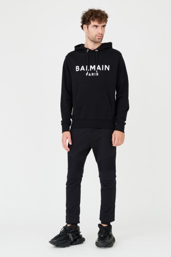 BALMAIN Czarna bluza Printed Hoodie