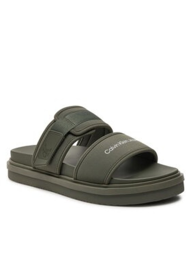 Calvin Klein Jeans Klapki Double Bar Sandal Wb In Br YM0YM00946 Zielony